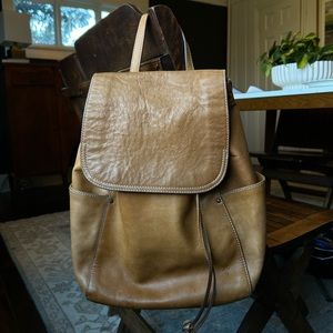Cognac Brown Frye Leather Backpack 13”
